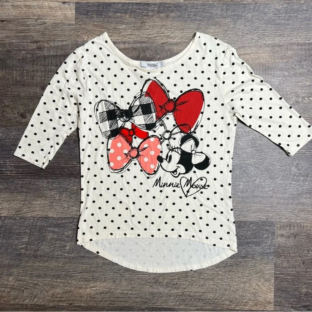 Disney Parks Minnie Mouse Bows Polka Dots Shirt M